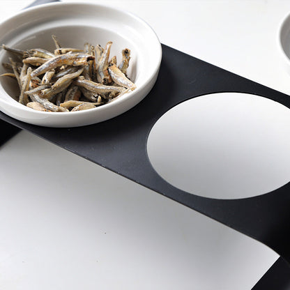 Double Bowl Dog Bowl Iron Frame Protect Spine Ceramic Bowl Set