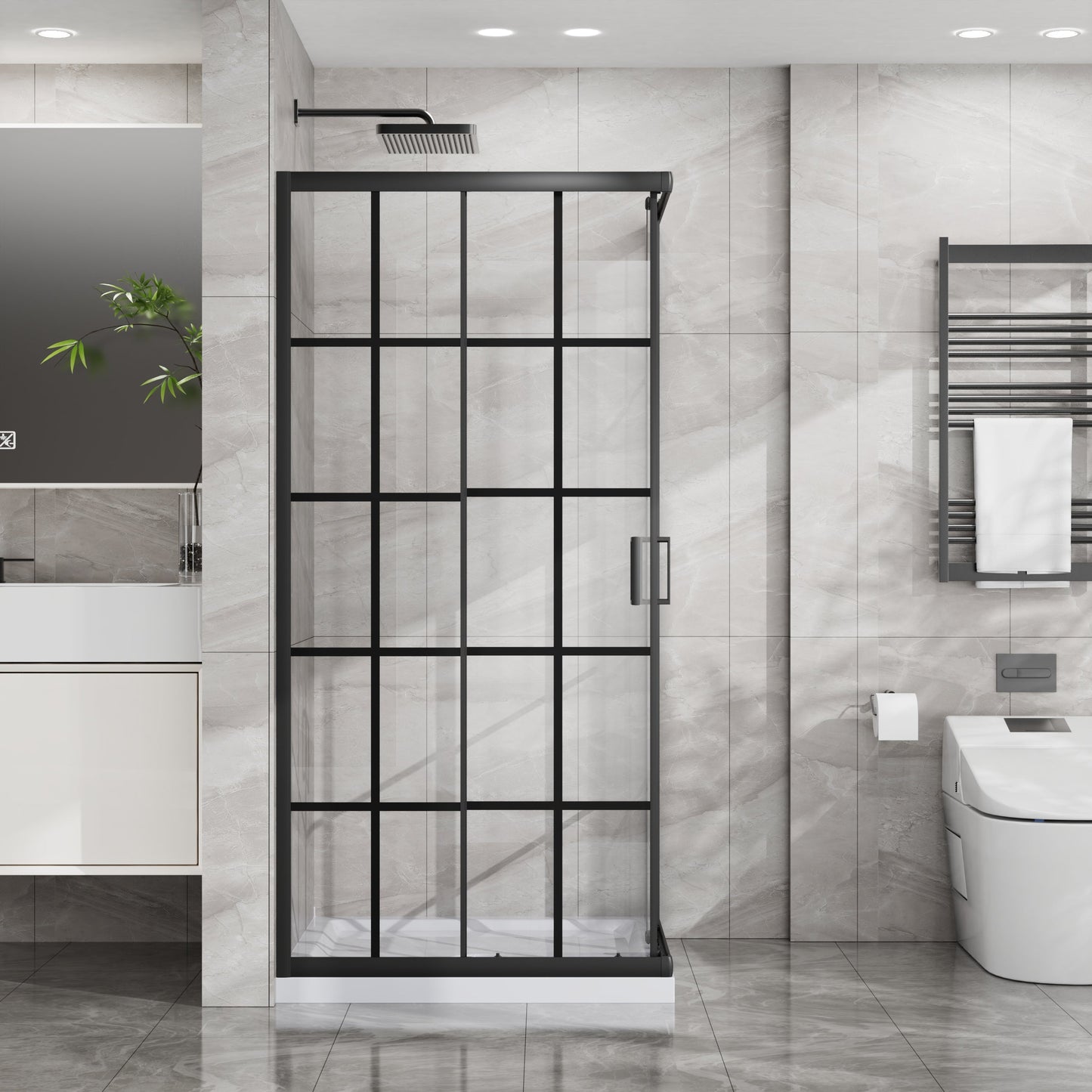 Goodyo Corner Shower Door - 36" D x 36" W x 72" H