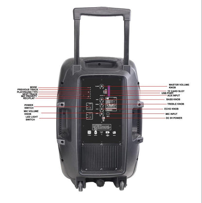 Naxa Portable 15 inch Bluetooth Party Speaker with Disco Light & Stand