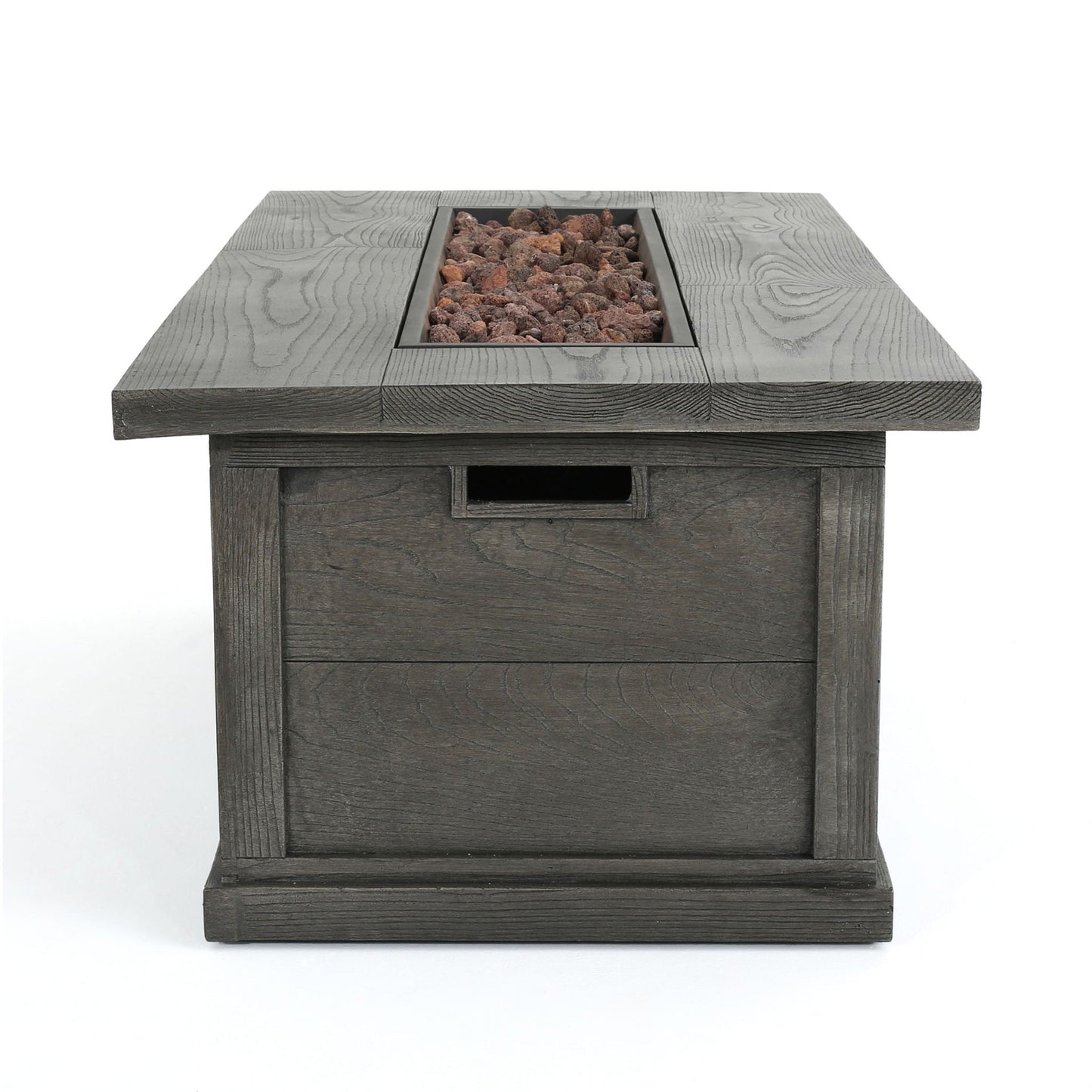 Transitional Rectangular Outdoor Propane Fire Pit With 50,000 BTU