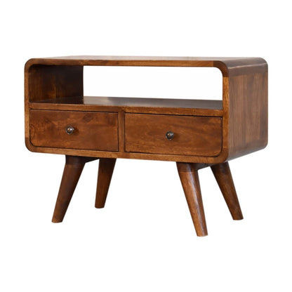 Solid Wood Curved Media Unit