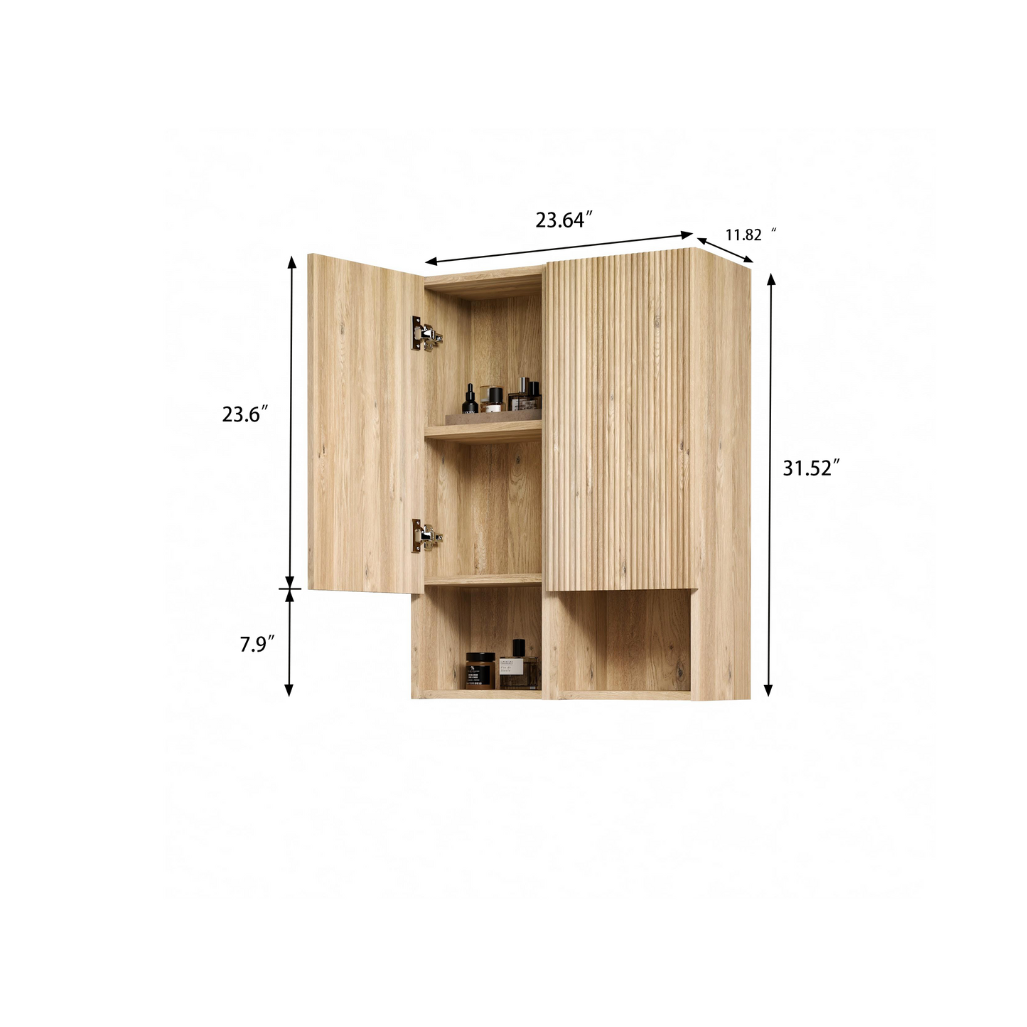 Abay Home Chic Striped Texture Bathroom Storage Cabinet