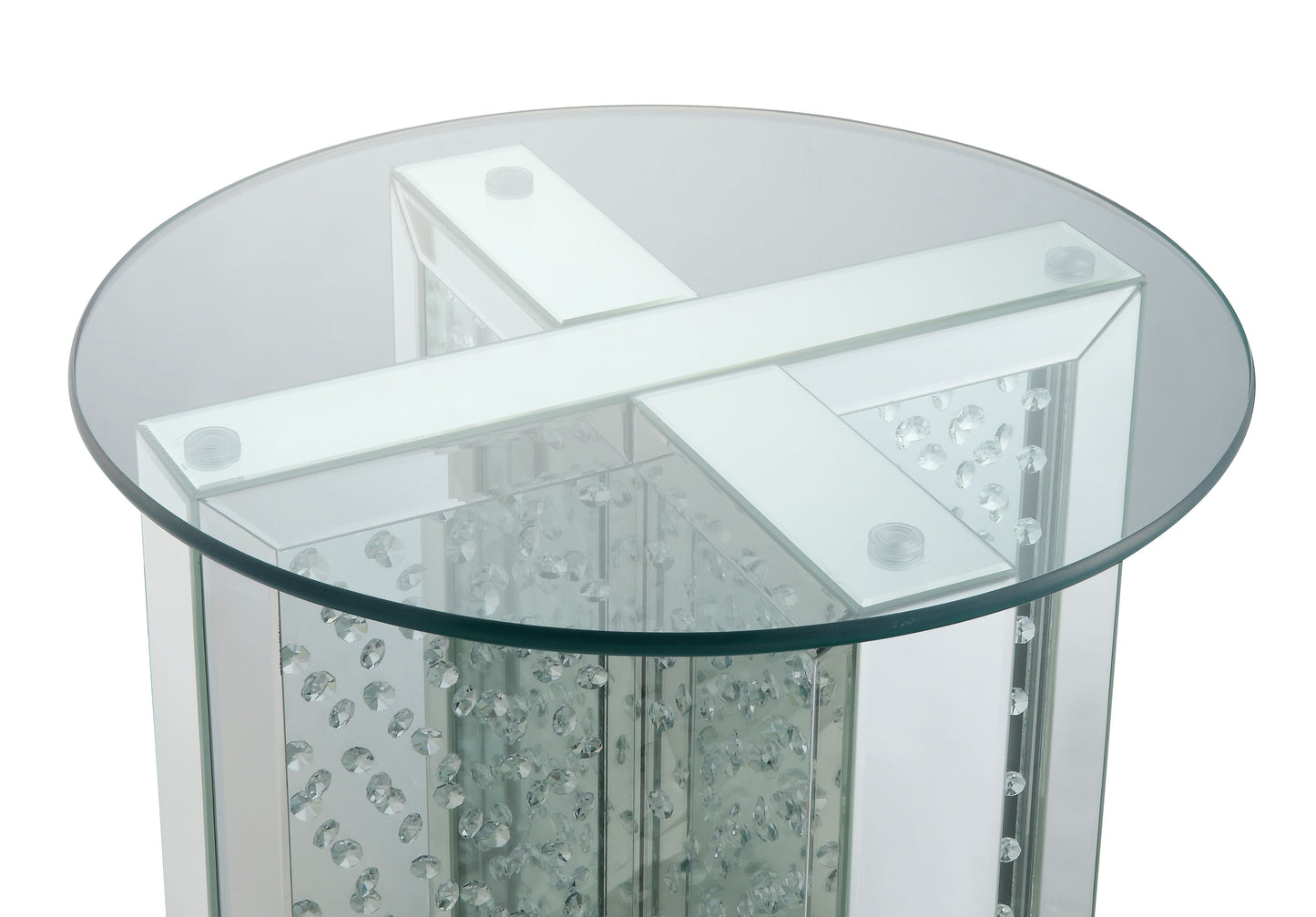 Nysa Mirrored & Faux Crystals End Table (Assembled)