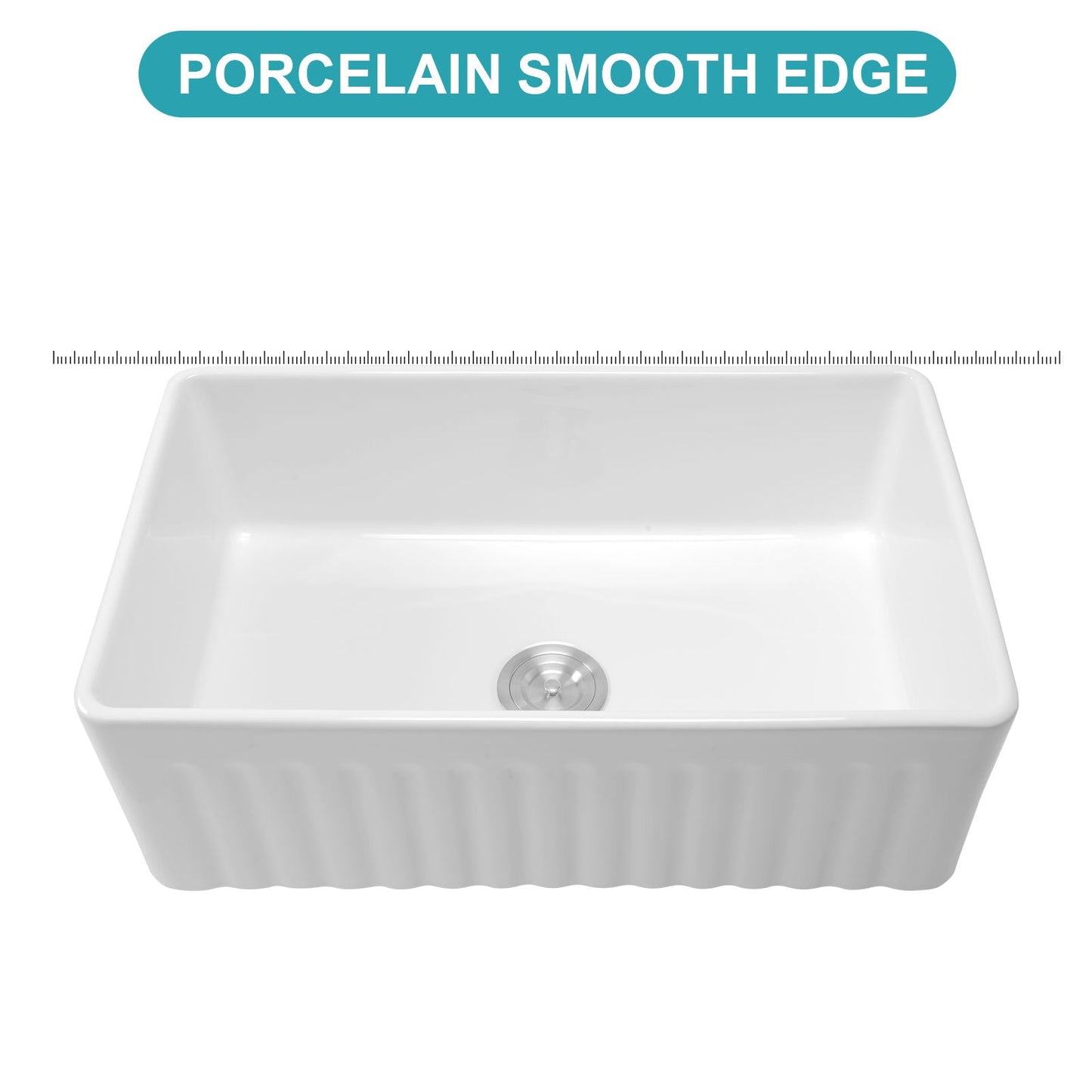 Ceramic Farmhouse Sink With Deep Basin And Stainless Steel Grid