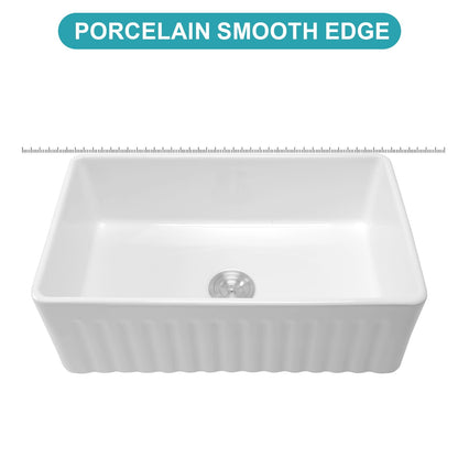 Ceramic Farmhouse Sink With Deep Basin And Stainless Steel Grid