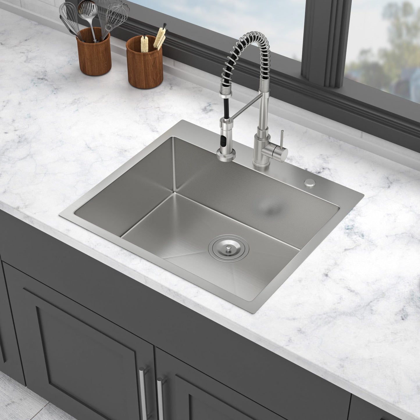 24 x 18 x 9 Inch Kitchen Sink Drop-In 16 Gauge Stainless Steel