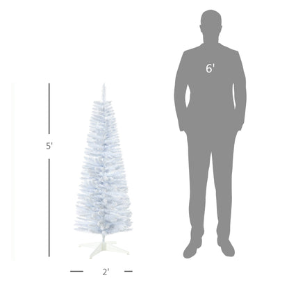 HOMCOM 5' Snow Flocked Artificial Pencil Christmas Tree