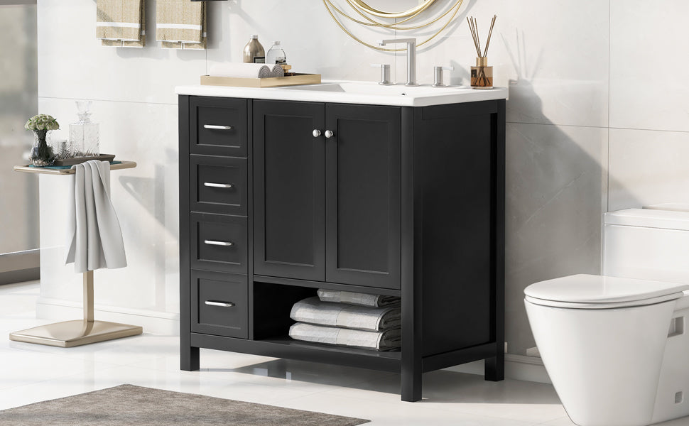 36" Bathroom Vanity with Sink Top and Storage Cabinet