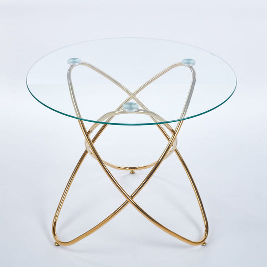 Metal Leg Dining Table With Tempered Glass Top