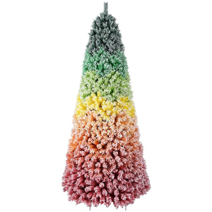 6ft Rainbow Gradient Flocked PVC Christmas Tree