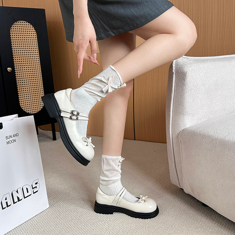 Black French Shallow Mouth Thick Sole Single Shoe For Women 2025 New Summer Dress Retro Height Increasing Thick Heel Mary Jane Shoes