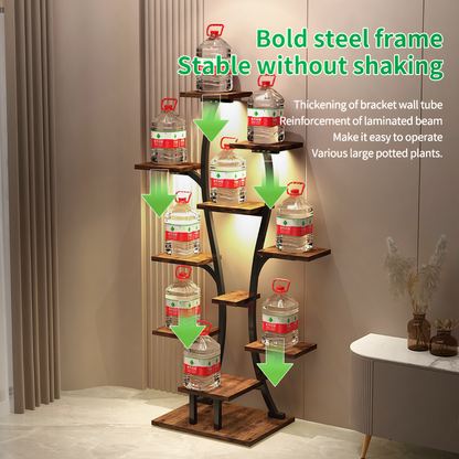 Vase Shape Indoor Plant Stand with Adjustable Grow Lights - Metal & MDF