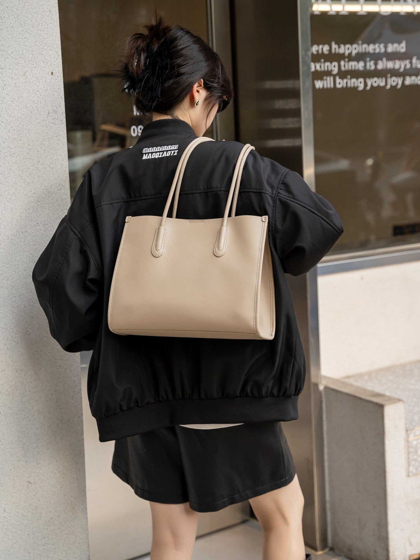 Baidii Leather Women's Bag 2025 New Commuter Tote High-End Large Capacity Cowhide Shoulder Handbag