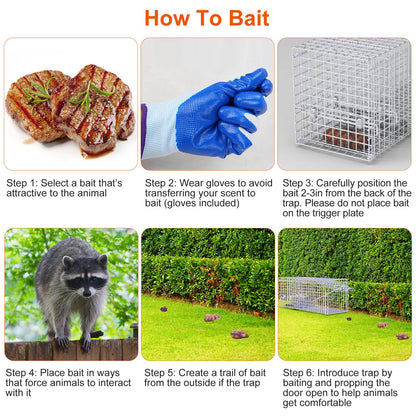 1Pc 25.59Inch Live Humane Animal Trap For Spring Summer Cage Heavy Duty Folding Catch And Release Rodent Cage For Rabbit Squirrel Possum Skunk Kitten Raccoon And More
