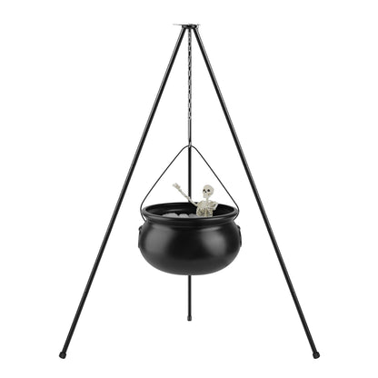 Halloween Witch Cauldron with 56.5" Tripod & Eyeball String Lights for Outdoor Decor