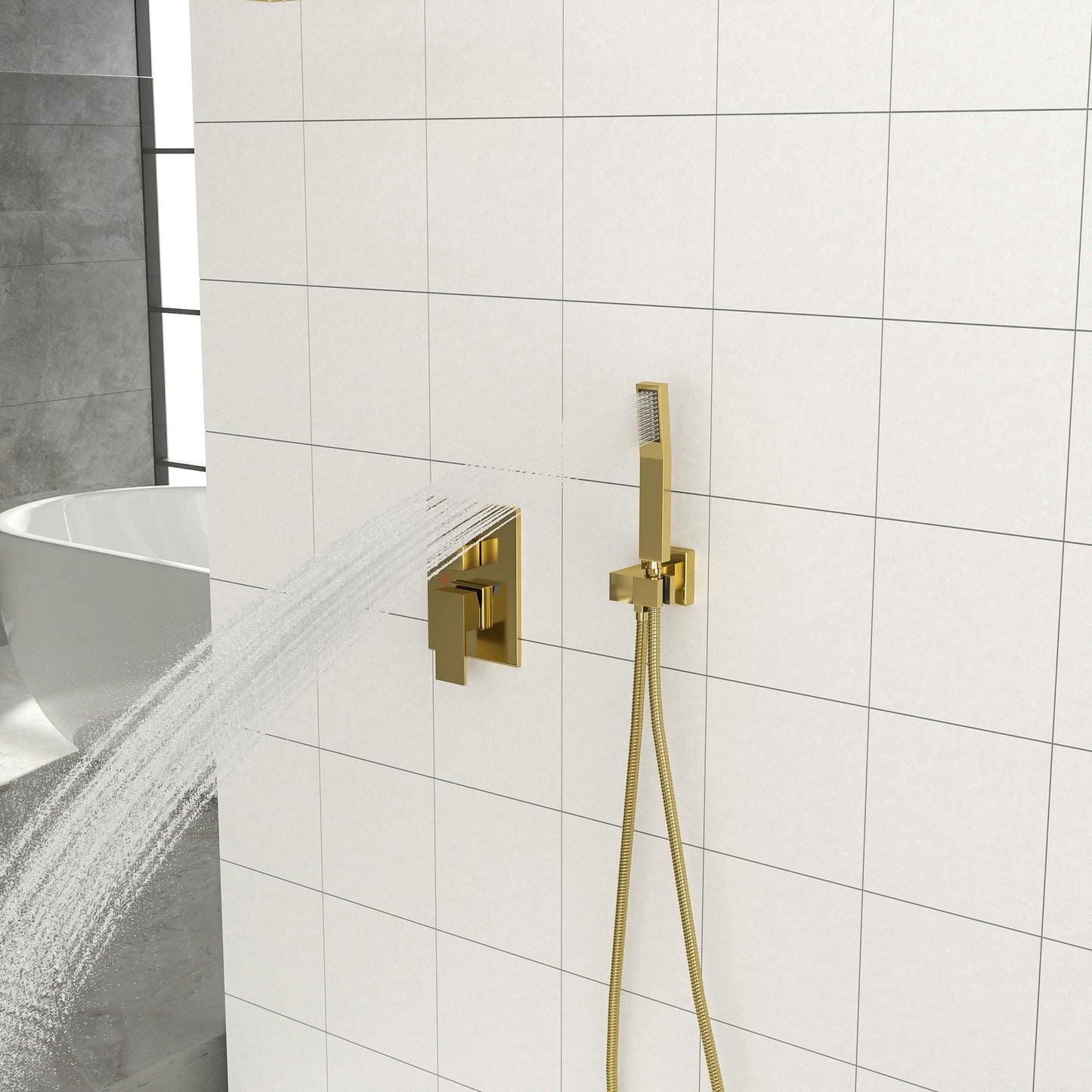 Dual Shower Head System With Ceiling Mount And Rough In Valve