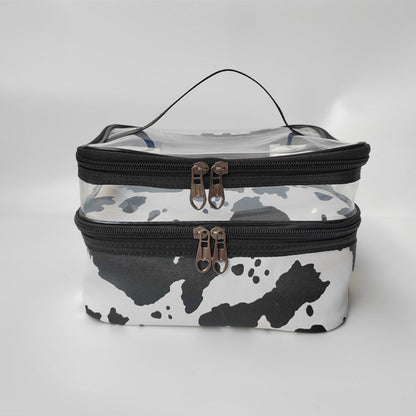 Multifunctional double-layer cosmetic bag, transparent storage bag, travel portable tote bag, large-capacity waterproof toilet bag