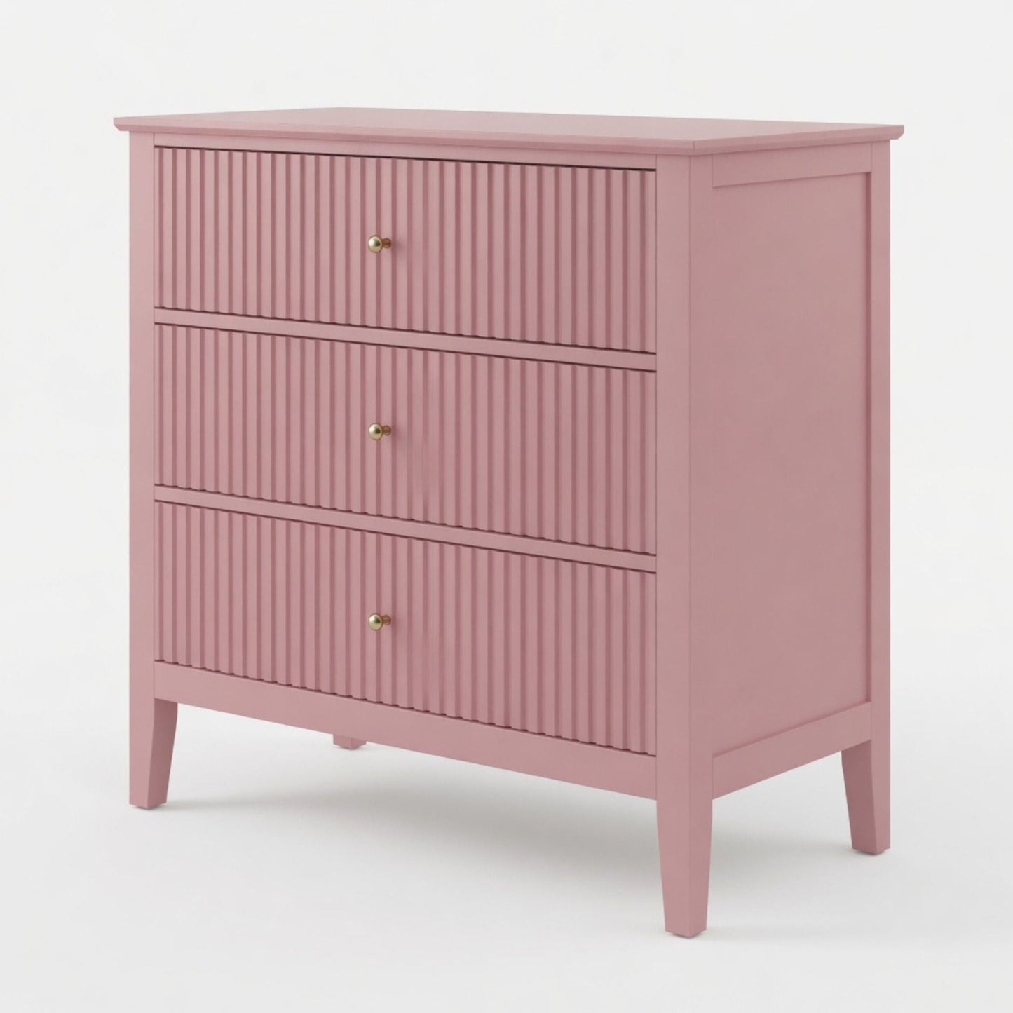Fluted 3 Drawer Nightstand With Soft Close Slides