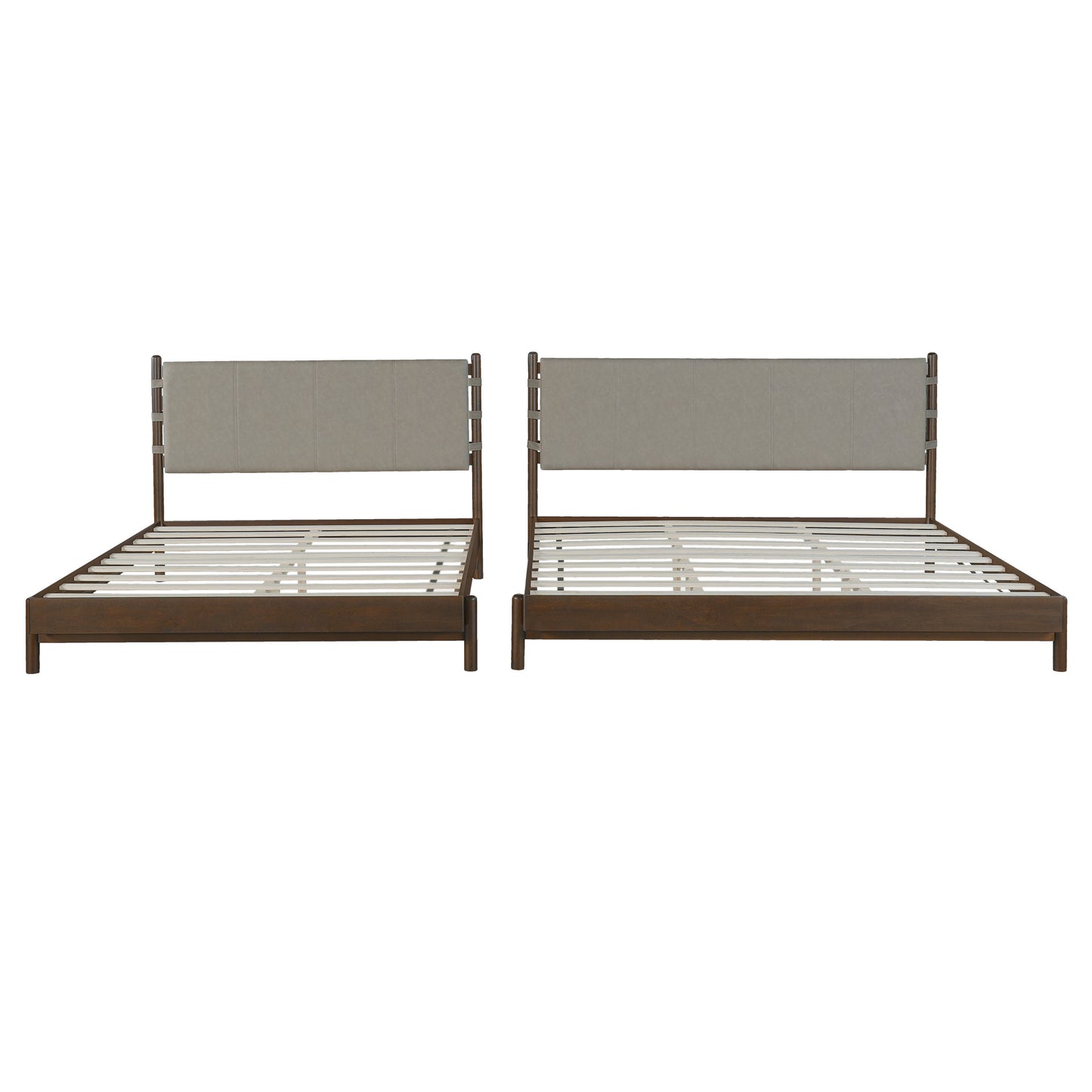 Premium Rubber Wood Platform Bed Frame, King Size with Headboard