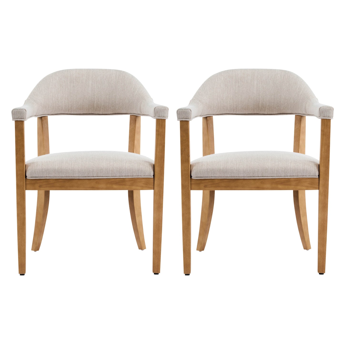 Wood Frame Upholstered Dining Chairs with Armrests (Set of 2)
