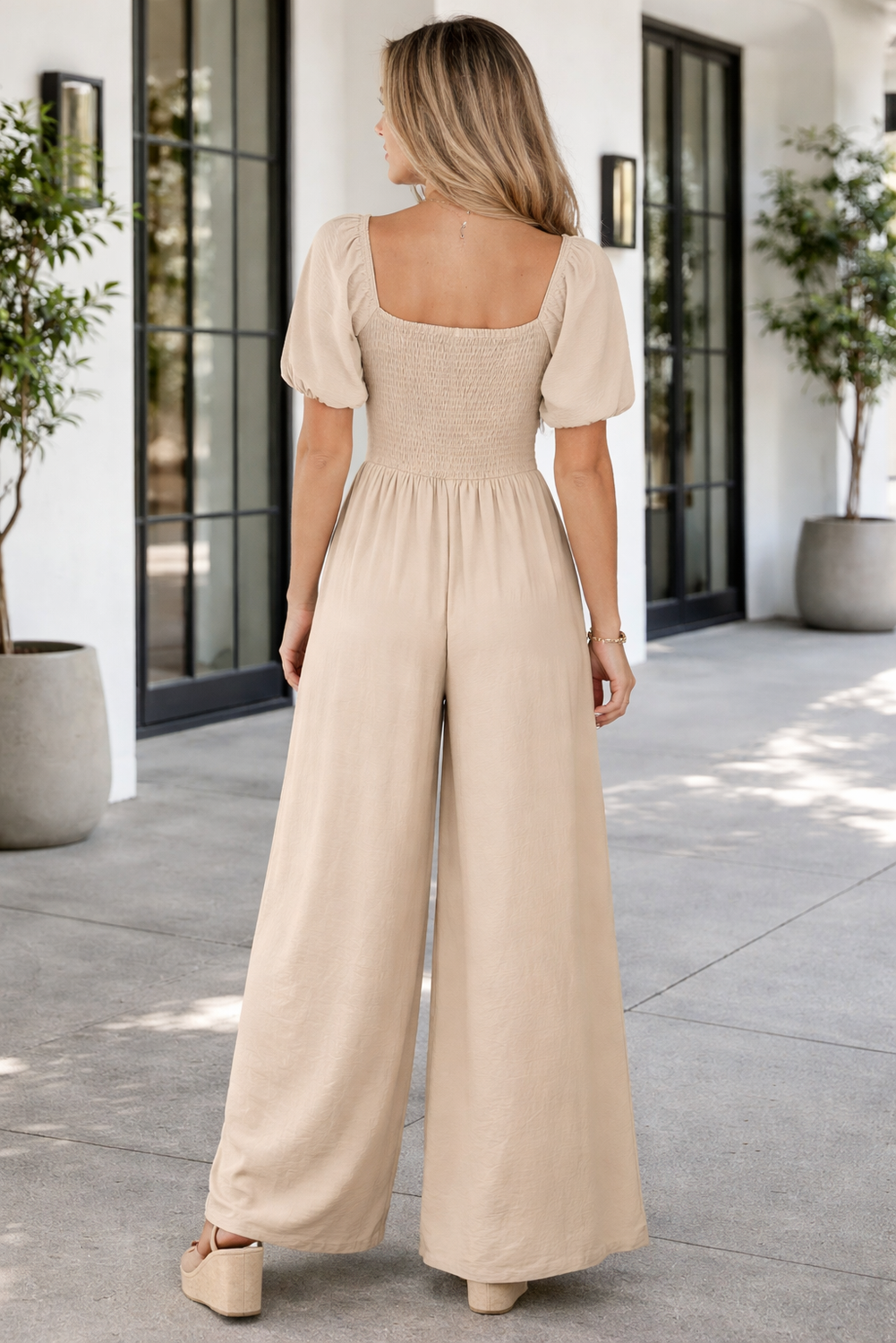Indie Smocked Wide Leg Jumpsuit