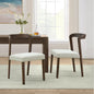 Solid Rubber Wood Dining Chairs (Walnut + Beige) Set of 2