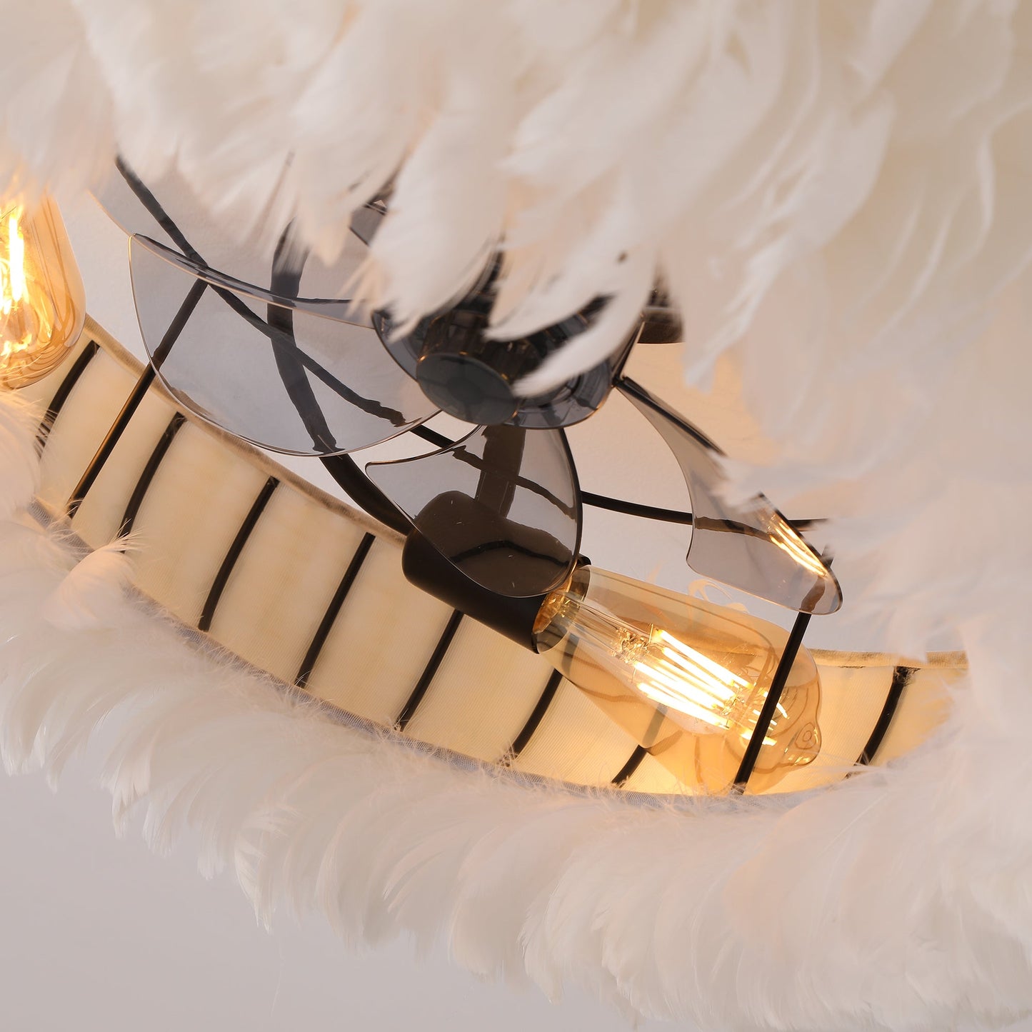 20" Feather-Dressed Caged Ceiling Fan with Remote and Light