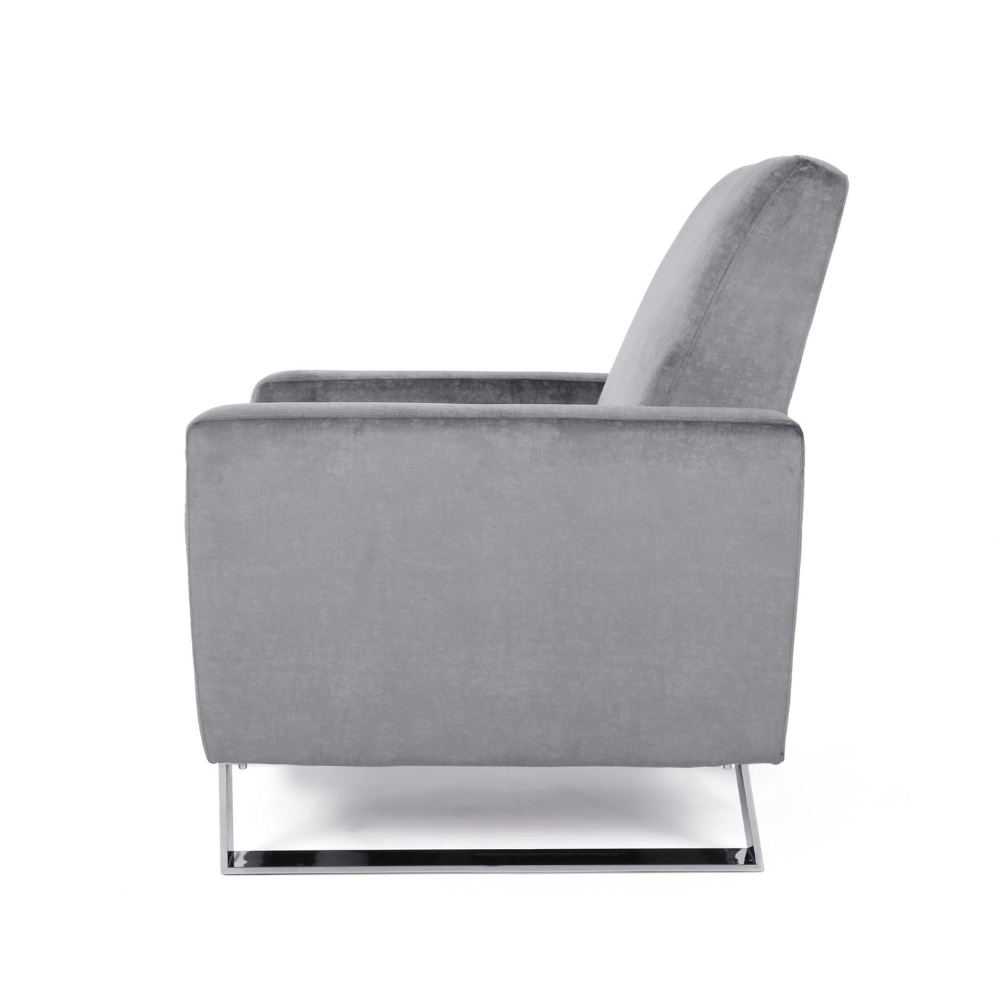 Bolt Upholstered Recliner Chair With Stainless Steel Base - Gray / Chrome
