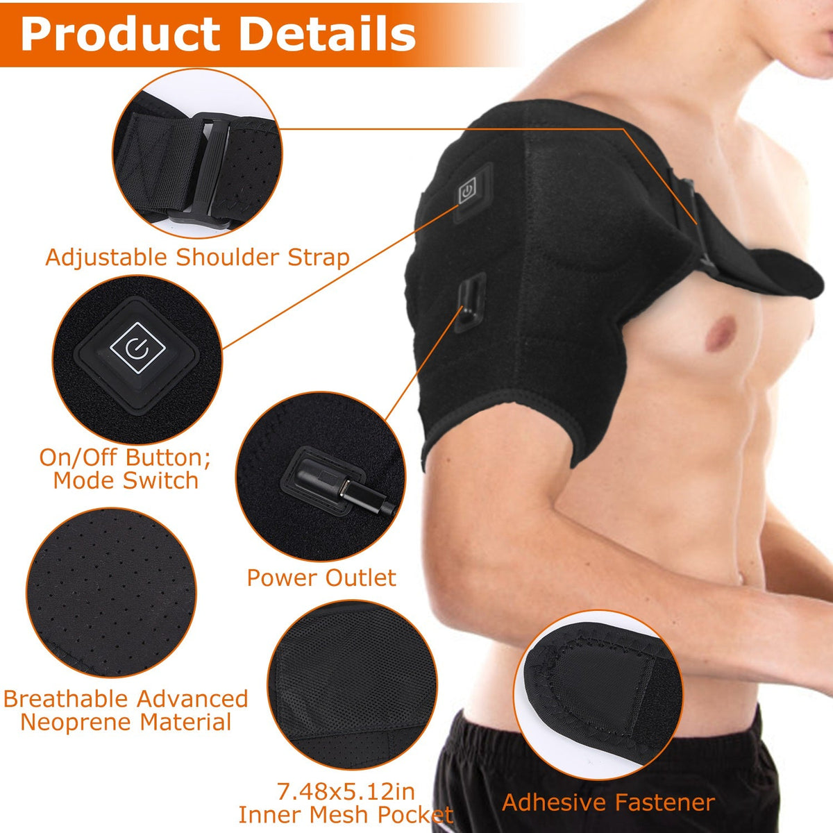 Heated Shoulder Brace Electric Heating Pad TherapyÊShoulder Heating Wrap Compression Sleeve for Shoulder Pain Muscle StiffnessÊBursitis Tendonitis