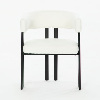 Modern Dining Upholstered Barrel Chair With Curved Back And Armrests