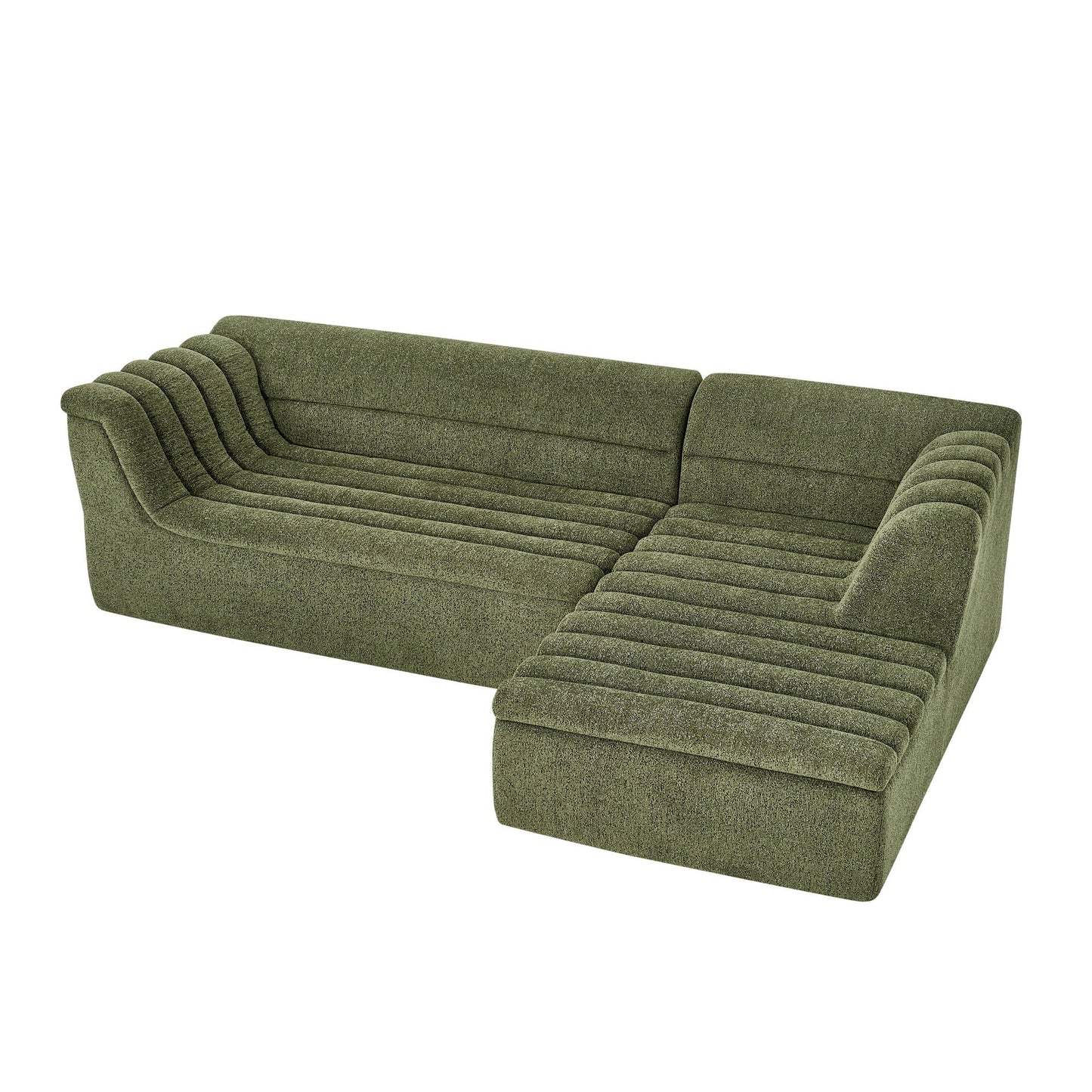 Upholstered L-Shaped Modular Sectional Sofa With Chaise, Wave-Shaped Armrest
