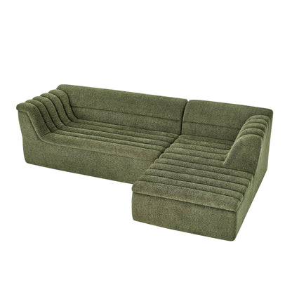 Upholstered L-Shaped Modular Sectional Sofa With Chaise, Wave-Shaped Armrest