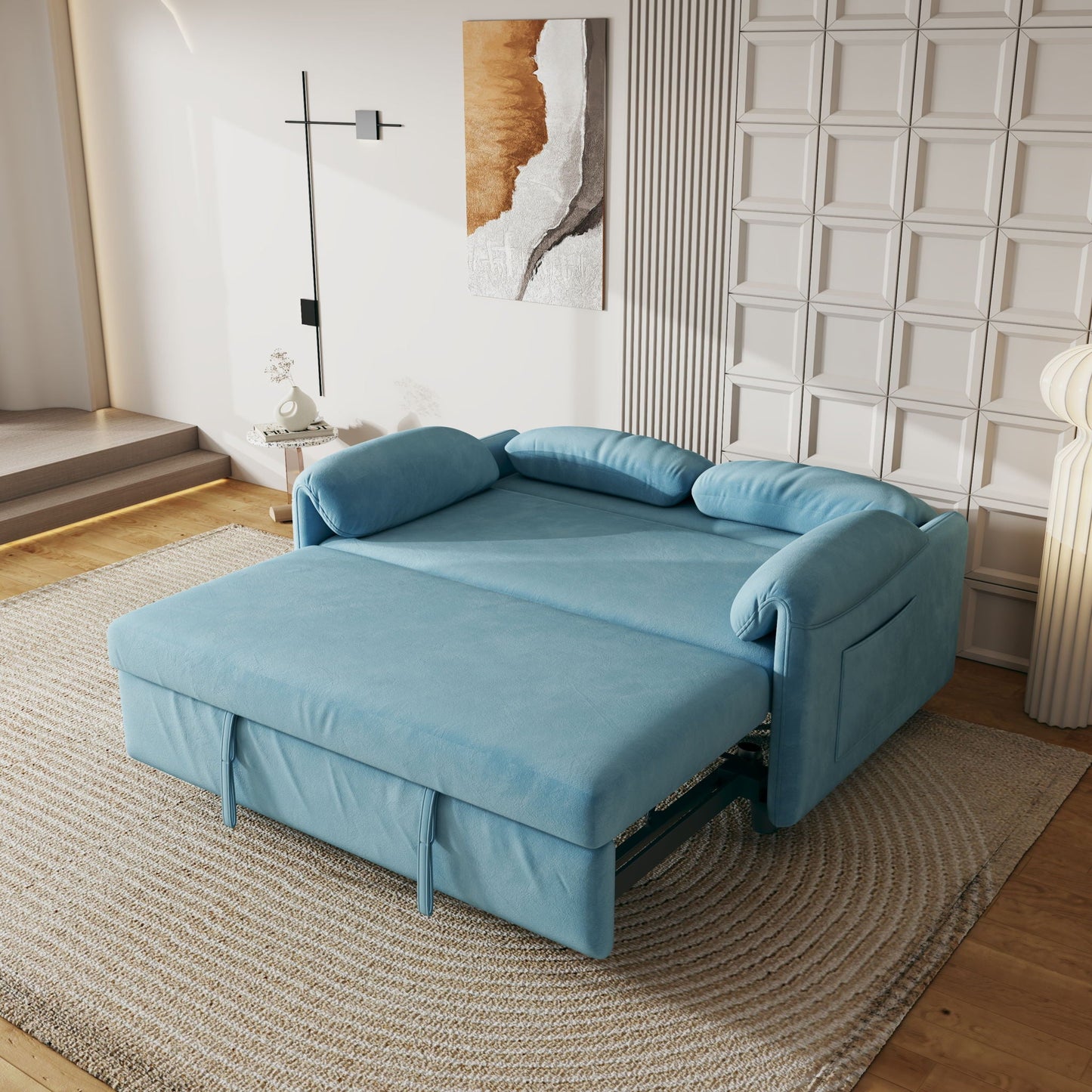 Sofa, Dual Purpose Lounge With Retractable Queen Size Bed