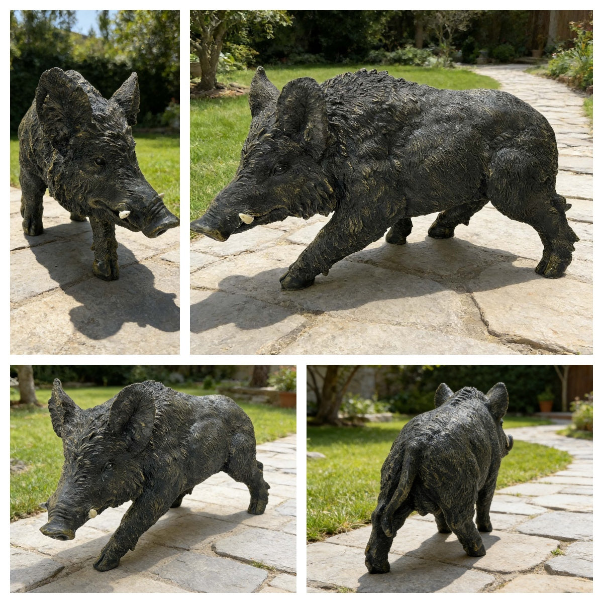 12.20' H x 21.26' L Resin Wild Boar Garden Statue