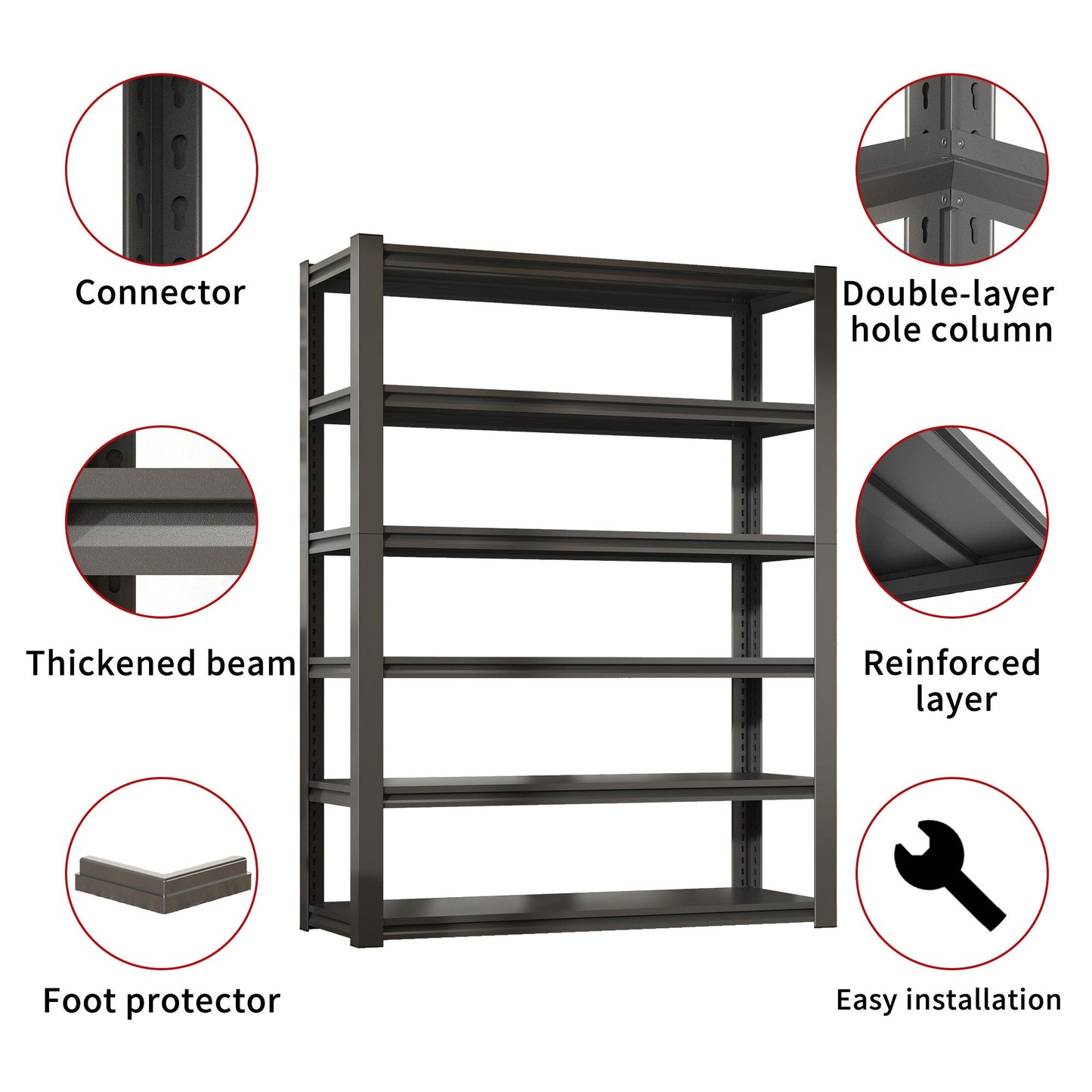 Industrial Heavy Duty Metal Garage Shelving Unit, Adjustable Storage Rack