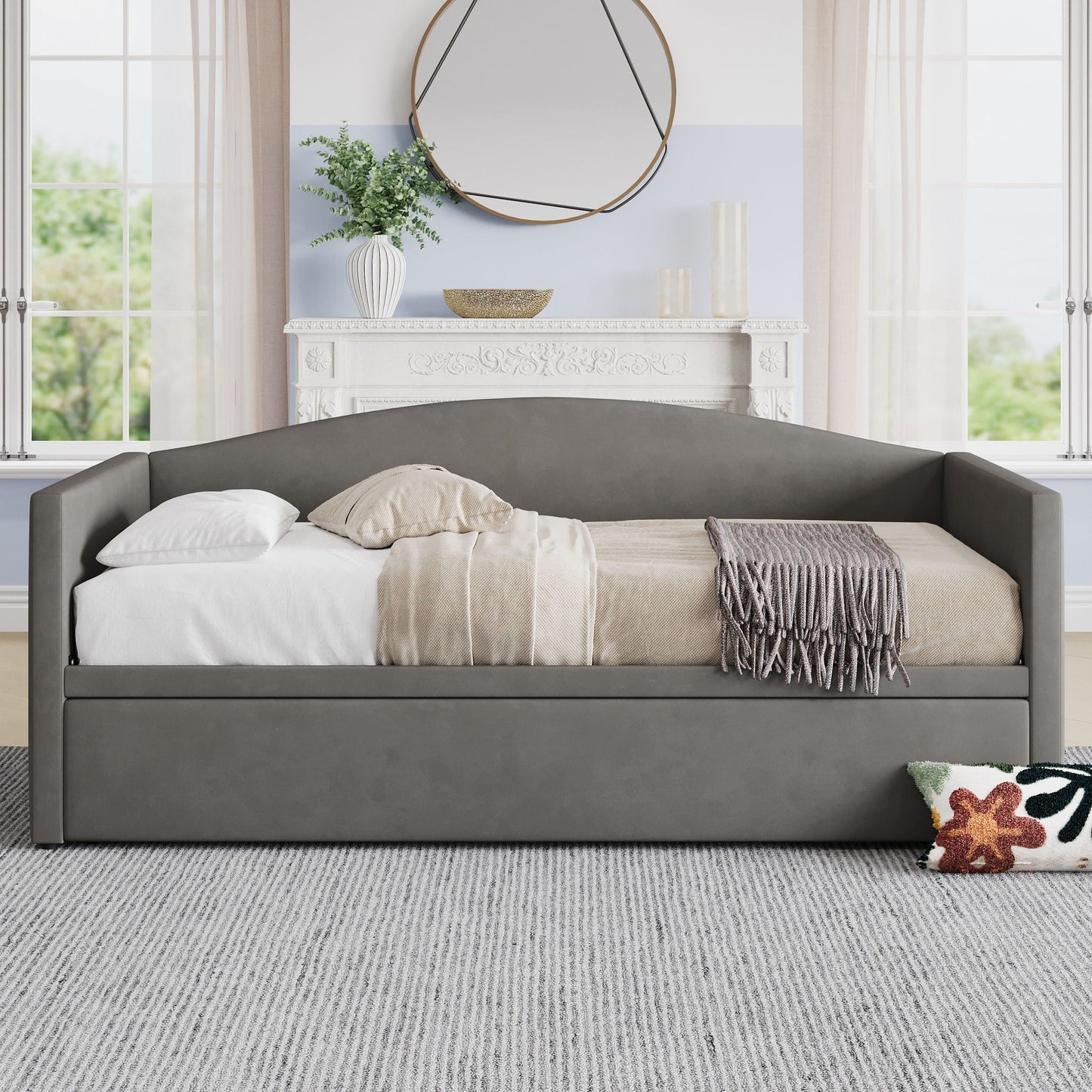Daybed With Pop Up Trundle, Upholstered Sofa Bed