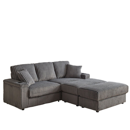 3 Seater Sofa With 2 Ottomans For Living Room