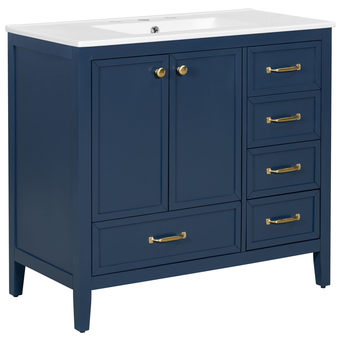 Elegant Vintage Bathroom Vanity With Sink and Soft Closing Drawers