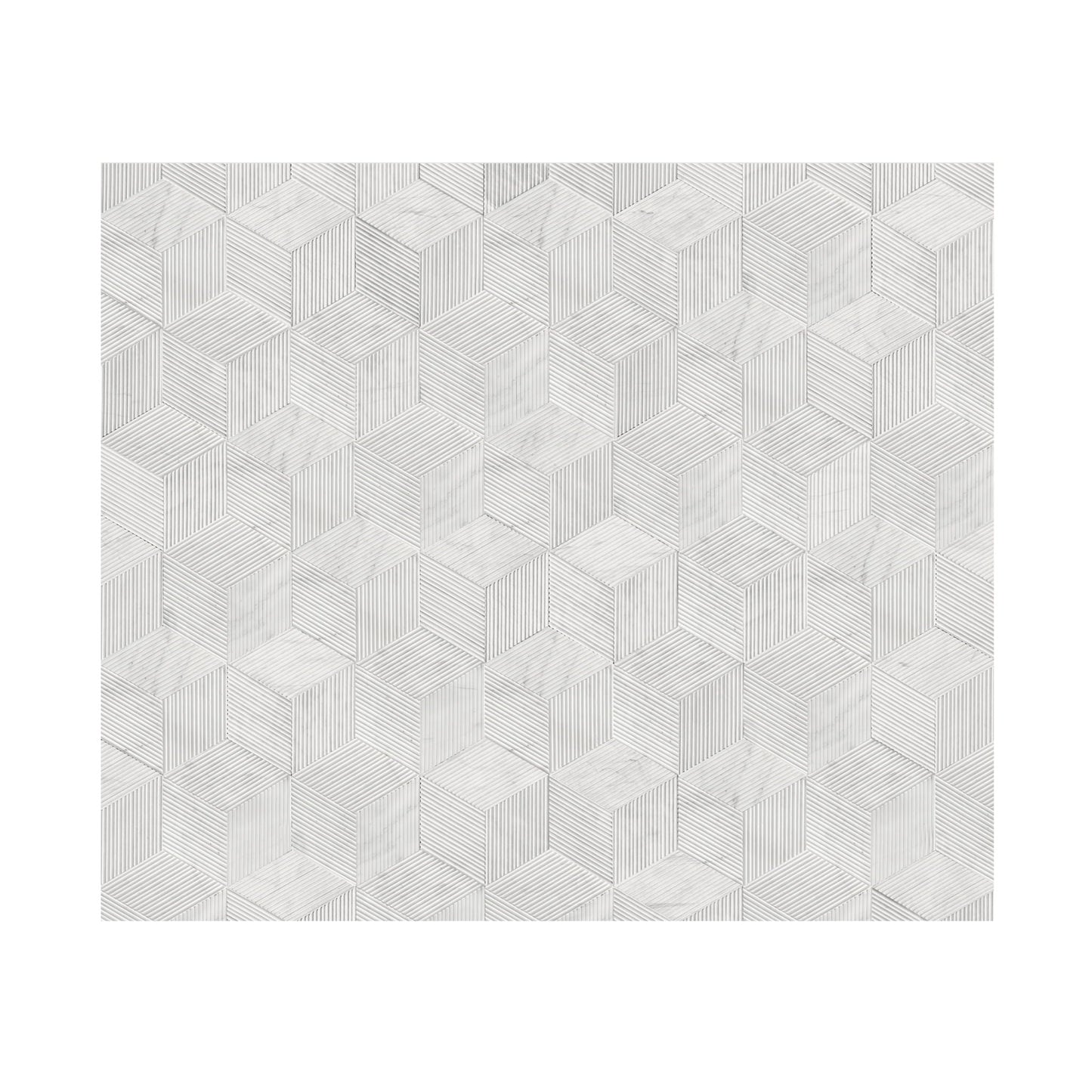 Hexagon Natural Stone Marble Tile, 3D Fluted (Set of 12)