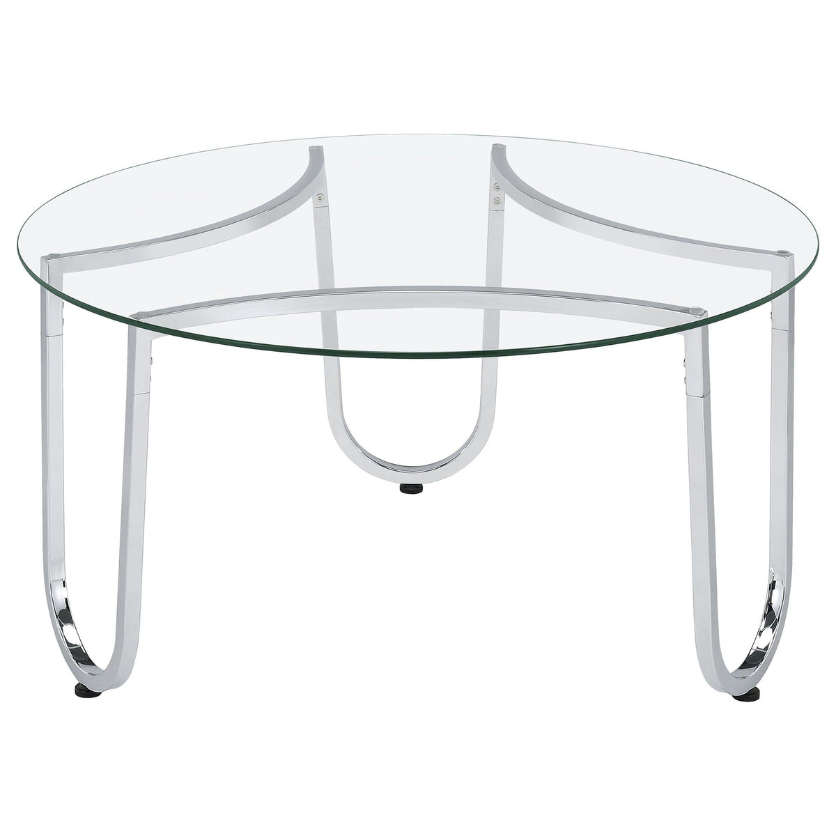 Beller Round Tempered Glass Top Cocktail Coffee Table Chrome