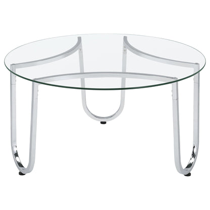 Beller Round Tempered Glass Top Cocktail Coffee Table Chrome