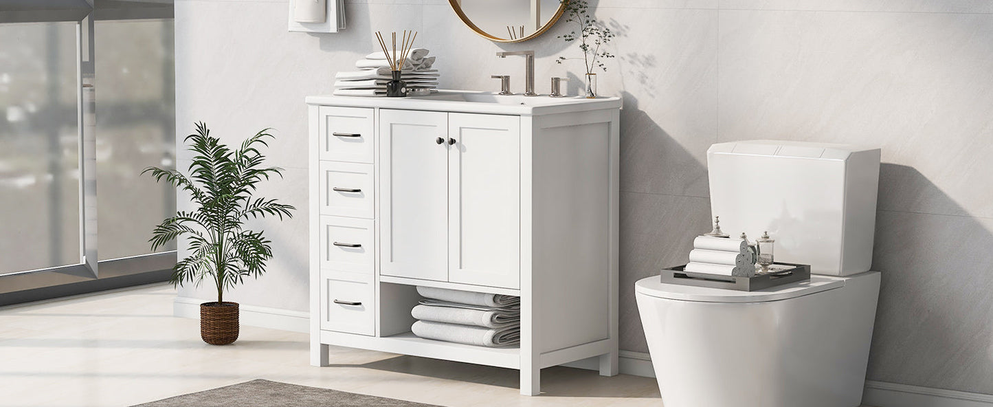 36" Bathroom Vanity with Sink Top and Storage Cabinet