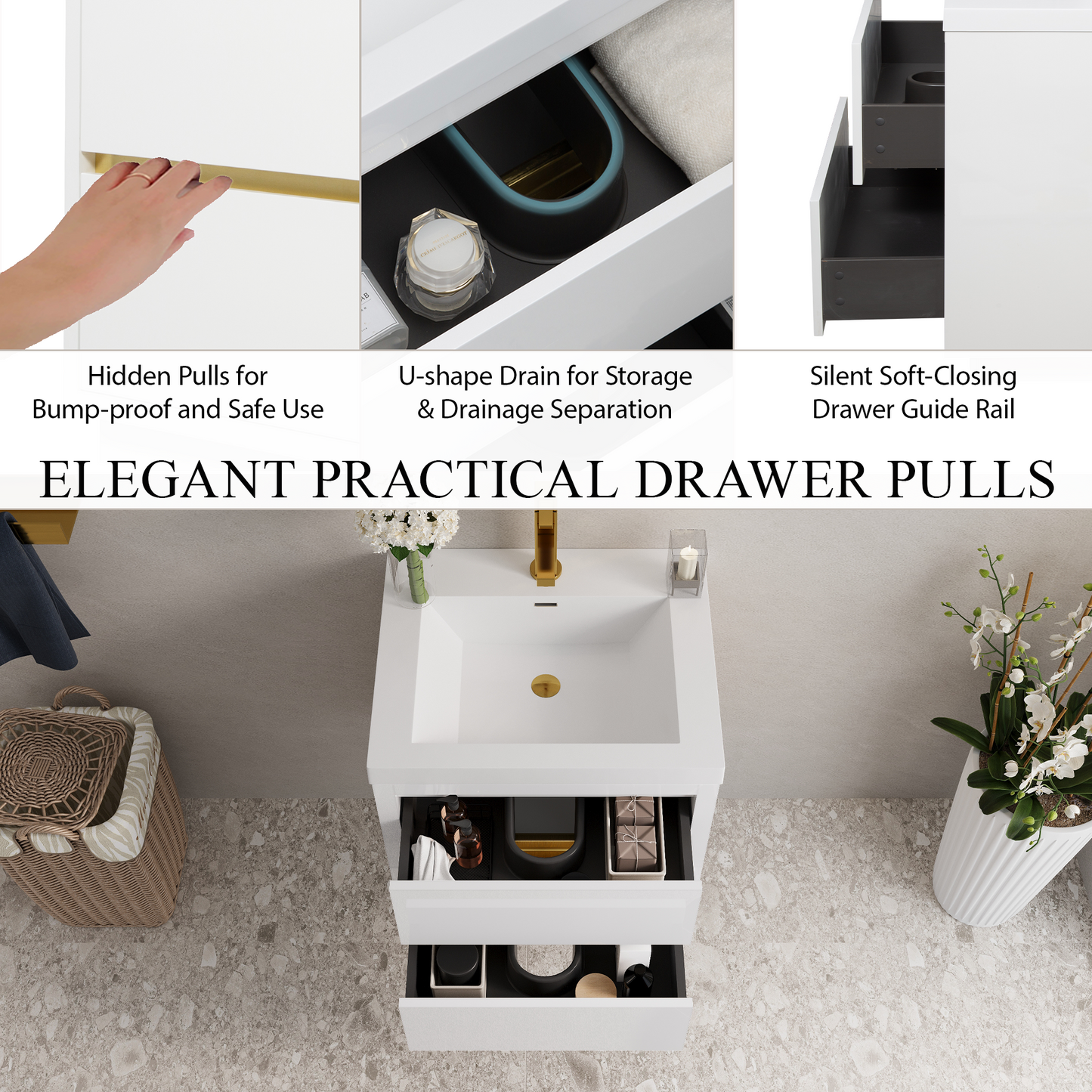 24" Wall-Mounted Bathroom Vanity with Sink and Storage Cabinet