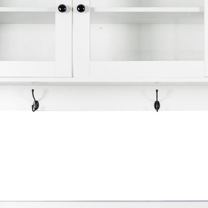 63" W Large Kitchen Hutch Cabinet, Freestanding Pantry Storage