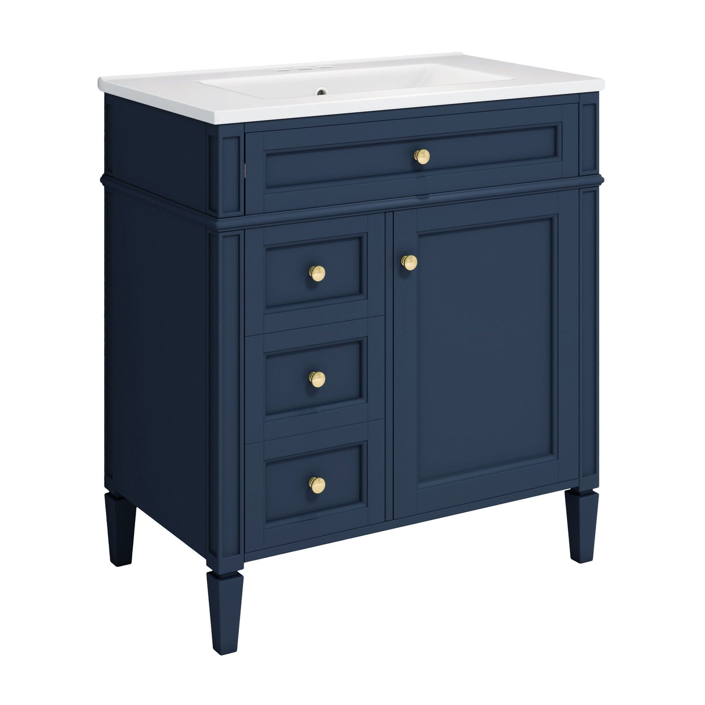 Bathroom Vanity With Medicine Cabinet, Royal Mirror Cabinet, Modern Bathroom Storage Cabinet With 2 Soft Closing Doors And 4 Drawers