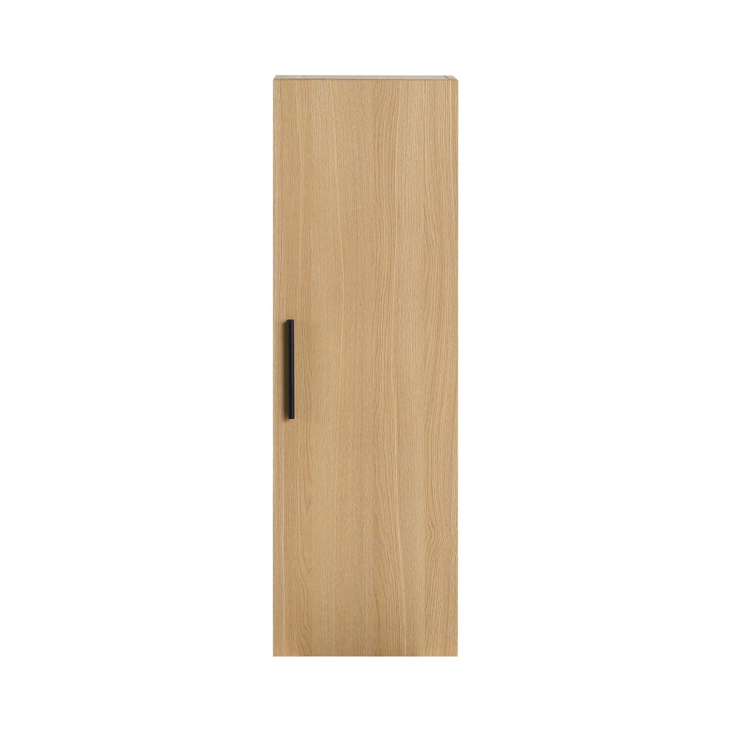Tall Floating Bathroom Side Cabinet, Wall Mounted Single Door Storage - Light Oak