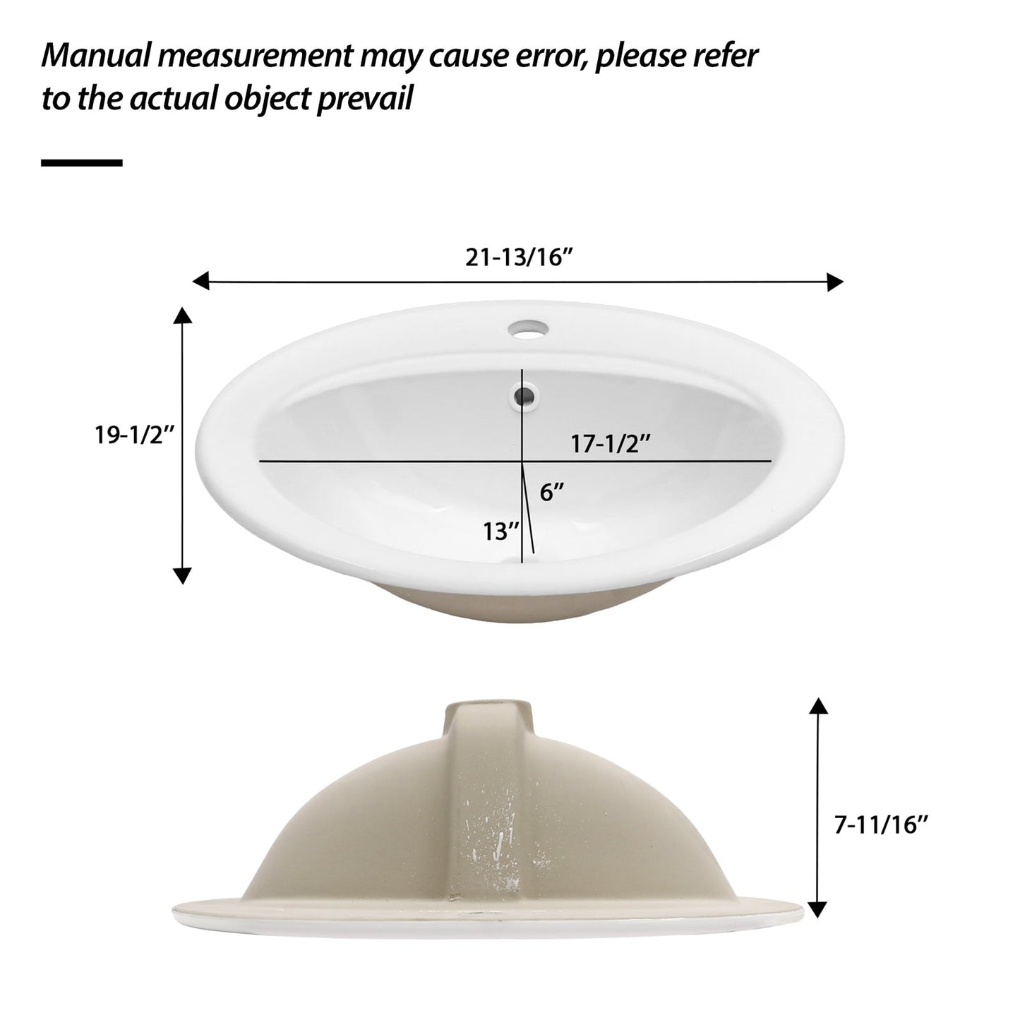 21.8 Inch Drop-In Bathroom Sink
