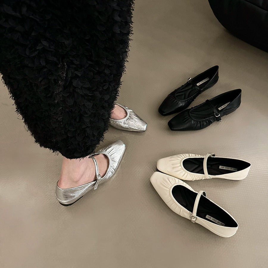 Womens Silver Flat Dress Shoes