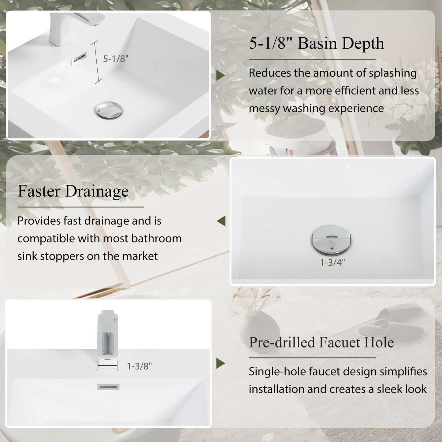 36" Wall-Mounted Bathroom Vanity with Sink