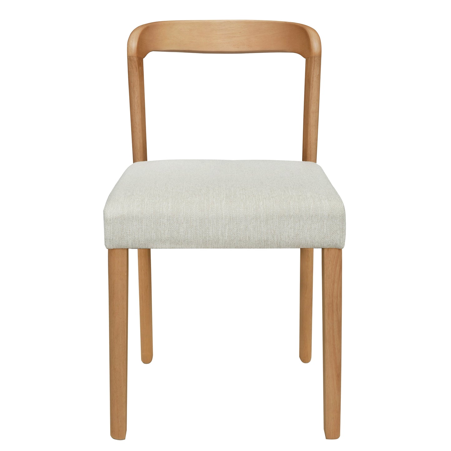 Solid Rubber Wood Dining Chairs (Natural Oak + Beige) Set of 2